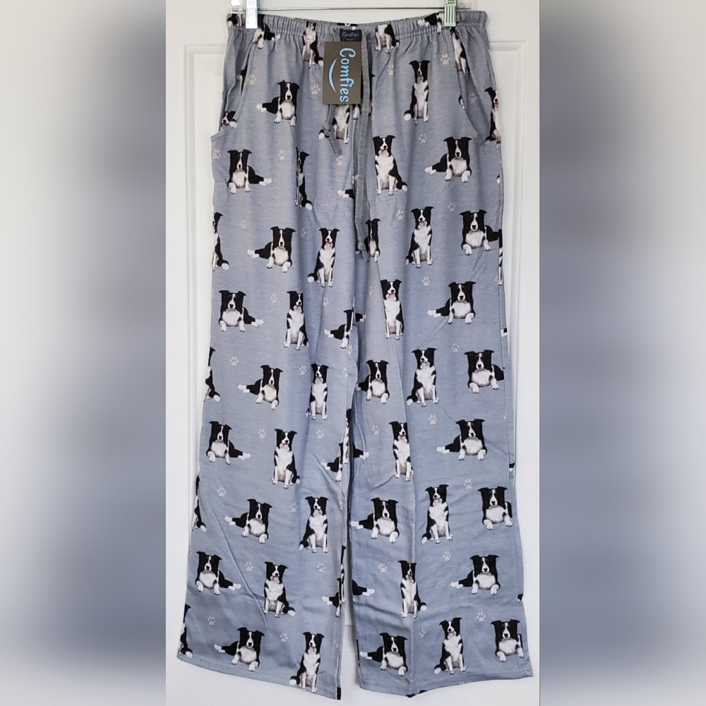 Comfies Border Collies Unisex Lounge Pajamas PJ Pants Pockets - Size M - NWT
